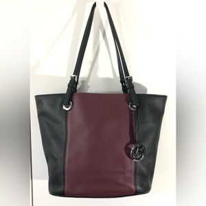 Michael Kors Black/Claret Large Jet Set Tote